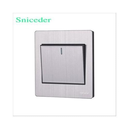 86 type wall switch panel stainless steel wire drawing 1gang 2 way double control button switch