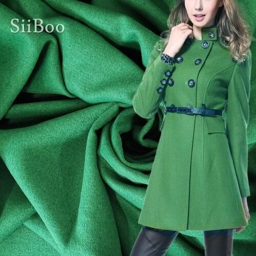 Free shipping American style green solid wool fabric for winter coat thick woolen tissue tejido tela for sewing SP5816