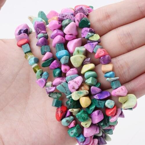 Irregular Colorful Sandstone Gravel Natural Stone Bead for Jewelry Making DIY Charm Bracelet Necklace Accessories 15'' /Strand