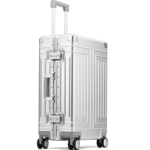 New High-grade 100% Aluminum-magnesium Rolling Luggage For Boarding Spinner Travel Suitcase With Wheels