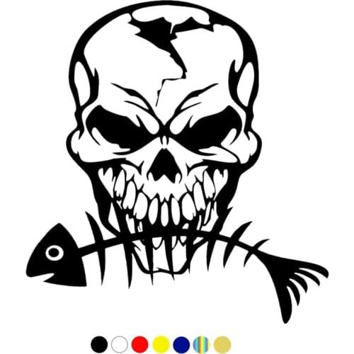 CS-1813# skull and fish bone funny vinyl car sticker waterproof multiple sizes car decal for auto car stickers