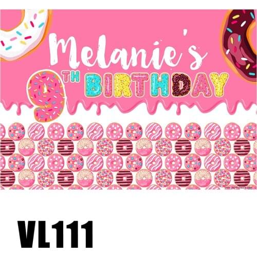 Custom Girl Birthday Party Backdrops Donut Grow Up Backgrounds Sweet Candy Photo Booth Portrait Poster Scene Setter Wallpaper