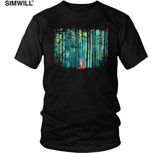 Fashion New Arrival Shirts Men Cotton Tee Forest Whisper T Shirt Short Sleeved Animal Fox Graphic Tshirt Urban Summer Clothes