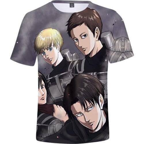 Hot Sale Attack on Titan 3D Printed T-Shirt Unisex Fashion Causal Harajuku Round-neck Short Sleeve Streetwear Oversized Top Tees