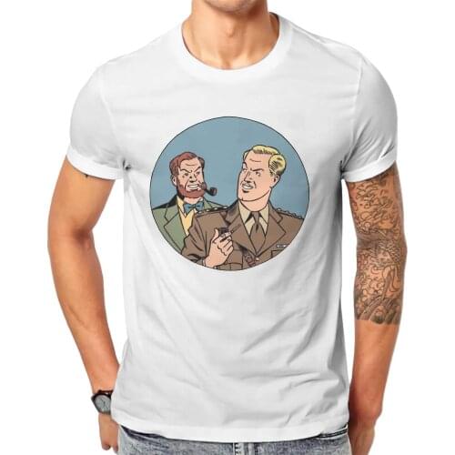 Blake and Mortimer Belgian Comics Cotton TShirts Curse of the 30 Pieces of Silver Homme T Shirt Hipster Clothing Size S-6XL