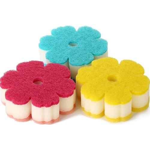 Kitchen Bath Cleaning Flower Shape Scouring Pad Dish Sponge Useful House Ideal Daily Accessories Cookware Novel New Items