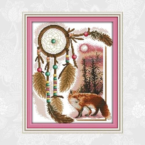 Joy sunday Totem (fox) cross stitch patterns diy handwork embroidery kit needlework set wholesale home decoration