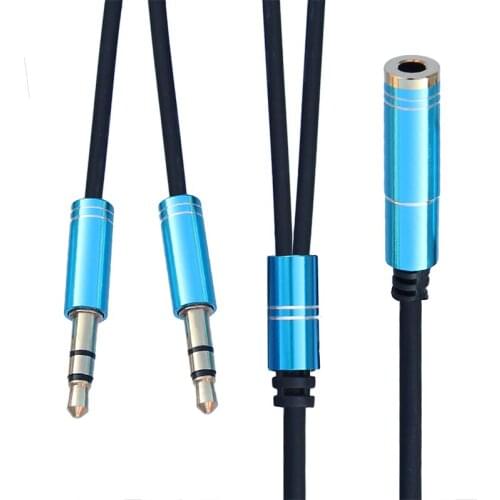 0.8m 3.5mm Female to Dual 3.5 Male Audio Sharing Splitter Cable For 2 Computer Audio Output to One Speaker