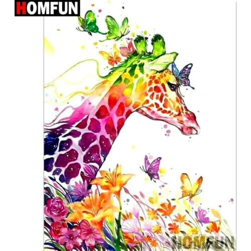 HOMFUN Full Square/Round Drill 5D DIY Diamond Painting "Colored giraffe" Embroidery Cross Stitch 3D Home Decor Gift A12411