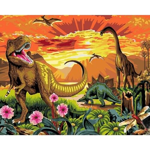 Painting By Numbers DIY Dropshipping40x50 50x65cm The Age Of The Dinosaurs Animal Handmade Gift For Adult Unique Gift Home Decor