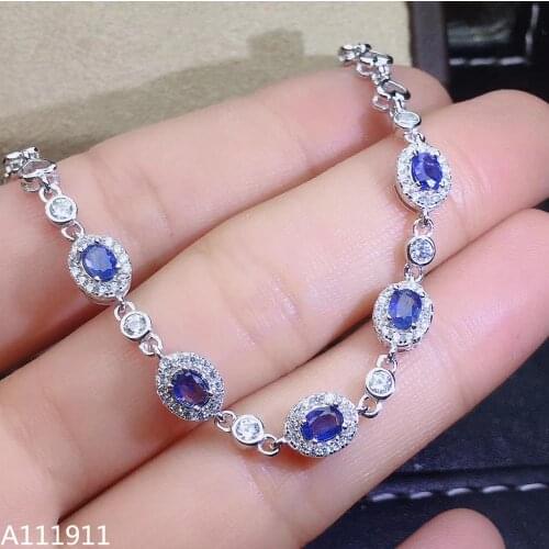 KJJEAXCMY fine jewelry 925 sterling silver inlaid Natural sapphire popular female Bracelet support detection fashion