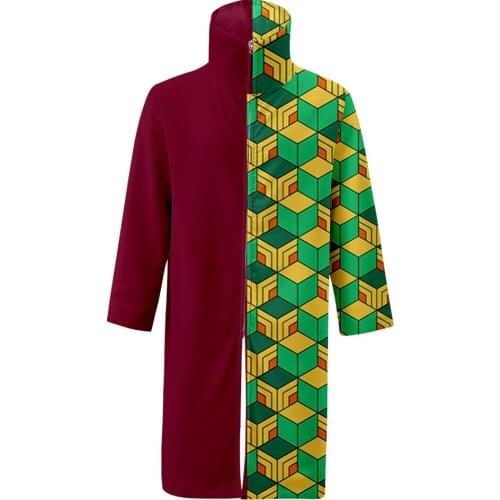 Anime Demon Slayer Tomioka Giyuu 3D Printed Cosplay Costume Stand Collar Coat Robe