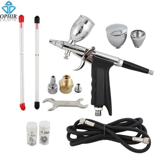 OPHIR Dual Action Airbrush Gun/Air Brush Spray Touch-Up Auto Spray Gun Airbrush for Nail Art/Car/Model/Body Tattoo Tanning_AC069