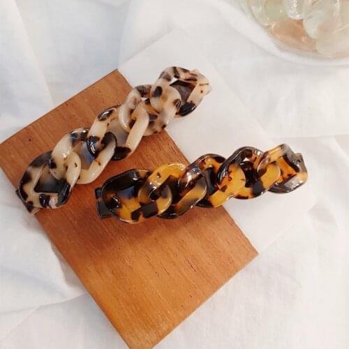 Fashion Acetate Hair Clip Pin Ins Korean Hair Accessories Tortoiseshell Acrylic Chain Barrette Hair Clips for Women