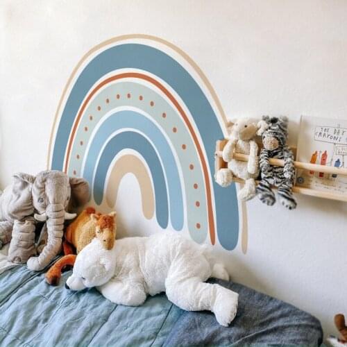 Ins Rainbow Heaven Wall Stickers For Kids Rooms Decoration New Kindergarten Baby Nursery Room Self-adhesive Art Wallpaper