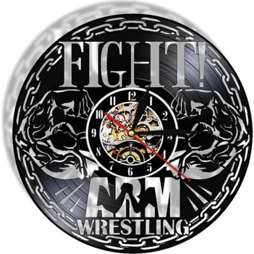 Westlers Grappling Freestyle Fight Martial Wall Art Wall Clock Watch Wrestling Combat Sport Vinyl Record Wall Clock Fighter Gift