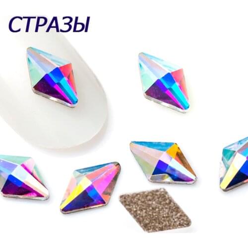 100pcs A2562 5x8mm,6X10mm New Rhombus Non HotFix Flat Back Crystal K9 Glass Rhinestones Nail Art Decoration