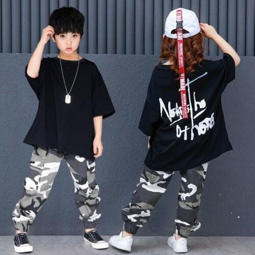 2020 New Childrens Hip Hop Street Dance Costumes New Boys And Girls Set Summer Hiphop Jazz Dance Kids Show Performance Clothing