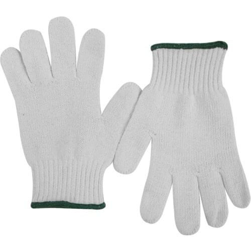 OEM factory custom natural white poly cotton knit safety construction driver cotton driving gloves for men
