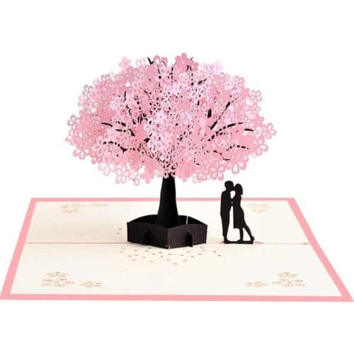 Handmade Up Romantic Birthday, Anniversary, Dating Card for Husband, Wife, Boyfriend, Girlfriend - Cherry Blossom Tree with