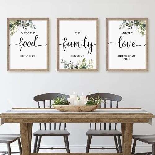 Bless the food before us Prints Kitchen Wall Art Bible Verse Dining Poster Canvas Art Beauty Picture Painting Modern Home Decor