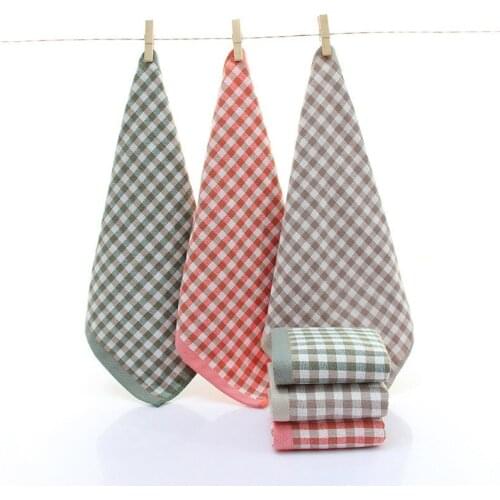 DelCaoFen Hot Sale Baby Plaid Towel Pure Cotton Children Face Towels Soft Handkerchief Bath Towel For Newborns Infants 34*34cm
