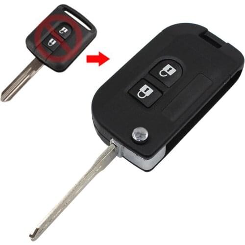 Practical Replacement 2 Button Flip Folding Remote Key Case Shell for NISSAN