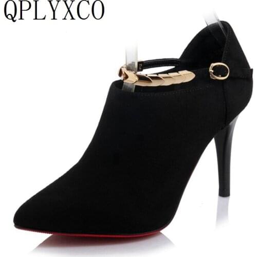 QPLYXCO High-quality Fashion Shoes woman Pointed toe High Heels 8.5CM Platform Pumps women Elegant Party Wedding shoes 757-6