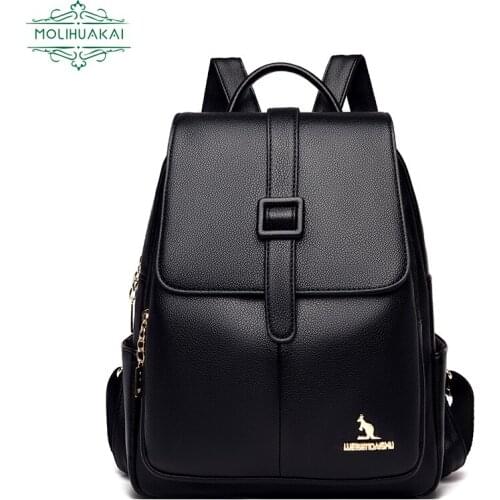 Ladies Luxury PU Leather Backpack Large Capacity Elegant Girl Student School Bag Sac A Main Brand Designer Main Package Handbag
