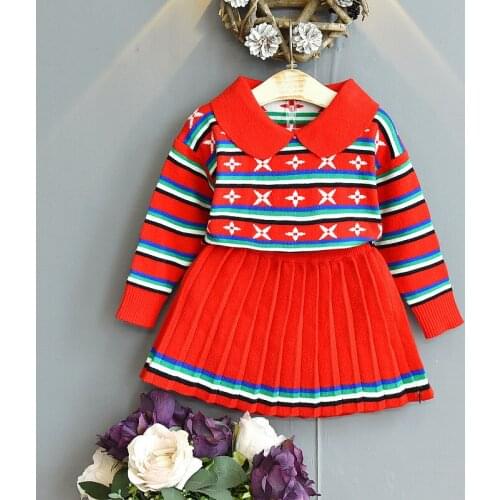 Xmas Baby Girls Dres Autumn Winter Girl Kids Knited Dress stripe Long Sleeve Sweater Princess Dresses Clothing Baby girl outfit