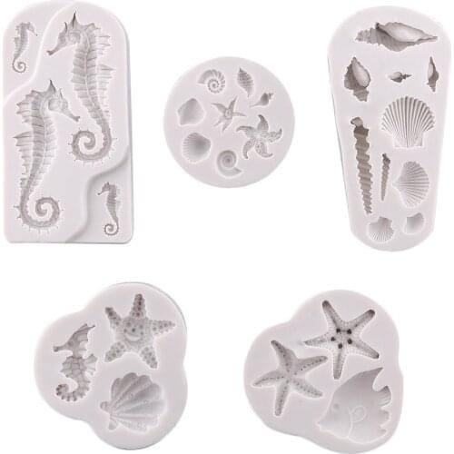 DIY Seahorse shell conch starfishl Cookie Biscuit silicone Cake Mold Baking Sugarcraft Cake Decorating Fondant Kitchen Tools