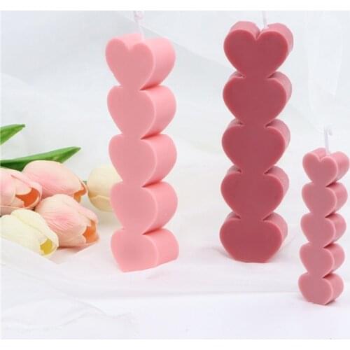 Silicone Love Candle Mold Vertical Geometric Heart Aromatic Candle Making Resin Soap Mold Wedding Gifts Craft Supplie Home Decor