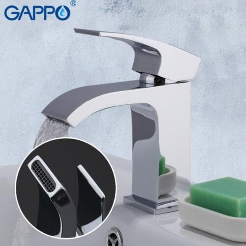 GAPPO Deck Mounted Basin Faucet Chrome Plated Polished Sink Mixer Tap Solid Brass Tap Water Faucet Waterfall Basin Mixer Faucet