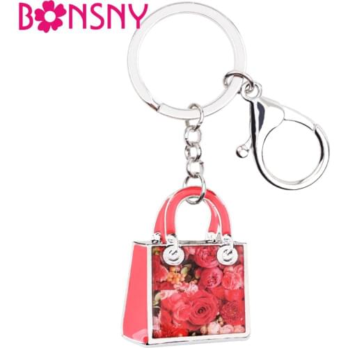 Bonsny Acrylic Lovely Handbag Model Key Chains Keyrings For Women Girl Ladies Pendant Bag Driving Car Key Handbag Wallet Charms