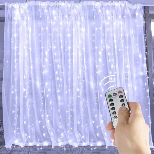 3x1/3x2/3x3/6x3M LED Remote Control Curtain Fairy Lights Christmas Garland Lights Party Garden Wedding Decor LED String Lights