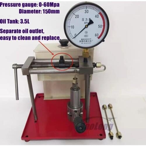 PJ40 Diesel Injector Nozzle Tester Fuel Nozzle Calibrator Manual Booster Pump Work with Common Rail Tester Big Oil Tank PJ60