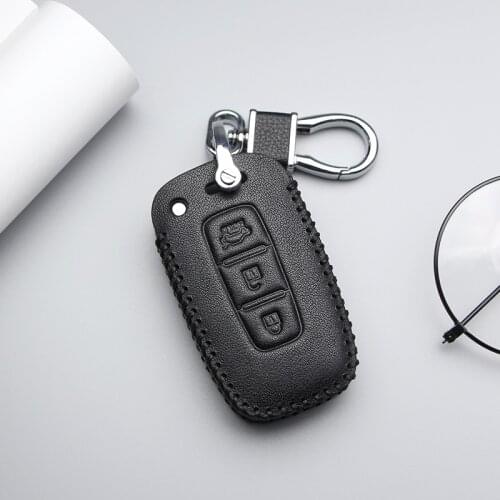 High Quality Leather Key Case Cover For Hyundai I30 Tucson Accent I20 Solaris Creta Elantra Car Key Parts Skin Shell Car Styling