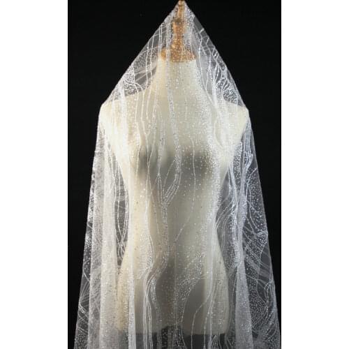 GLace 1Y/lot silver bronzed mesh glitter sewing sequin fabric for wedding decoration DIY craft material TX1450