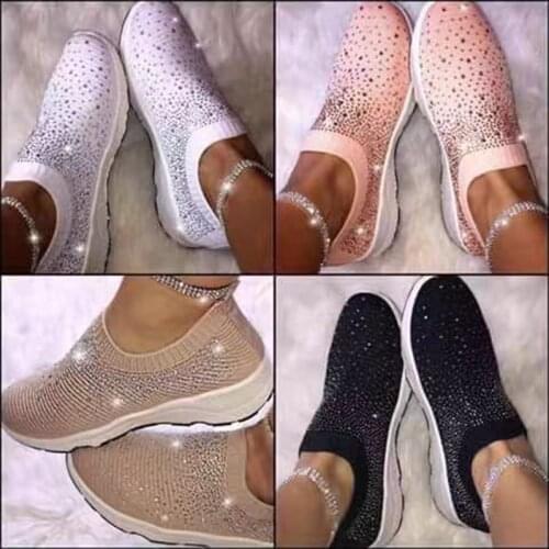 Womens Shoes Large Size Diamond Diamond Fly Woven Sports Shoes Mesh Shoes Low Heel Mesh Casual Shoes Women Sports Shoes Women