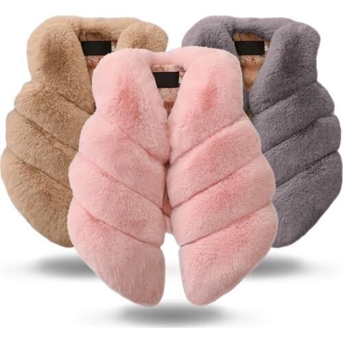 2018 Winter Baby Girl Coats Children Faux Fur Warm Thick Vest Girls Princess Christmas Outerwear For 3-10Yrs New Year Clothes