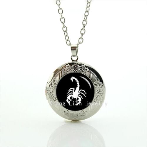 A famous fable story scorpion pendant necklace animal round, square Novelty locket necklace jewelry T400