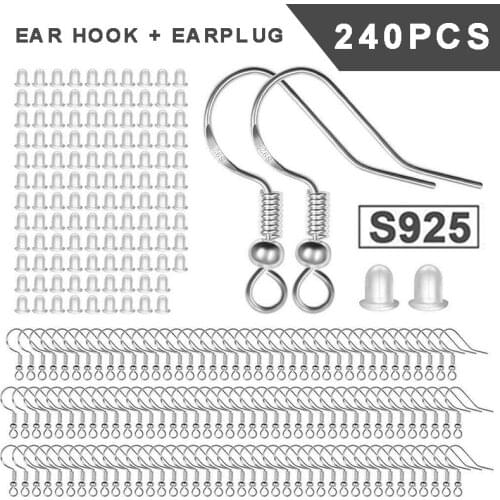 120pcs 925 Sterling Silver Earring Wires Hooks Kit DIY Jewellery Accessories Fashion Jewelry Findings & Components