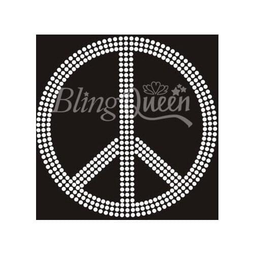 25PCS/LOT Korean Rhinestone Heat Transfers Peace Design