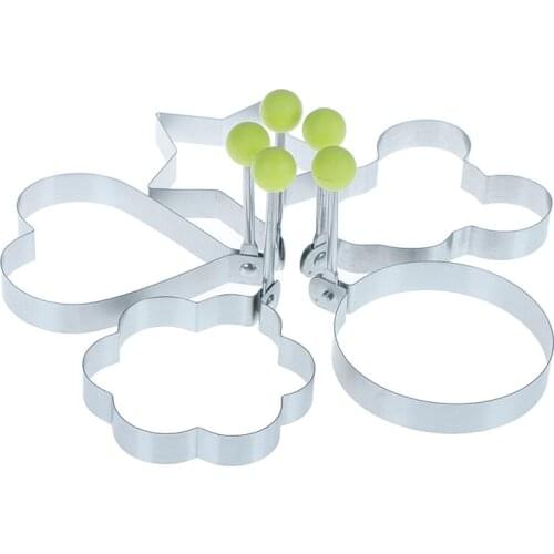 5pcs/set Hot Sale Fried Egg Mold Stainless Steel Omelette Mold Cute Shaped Kitchen Tool