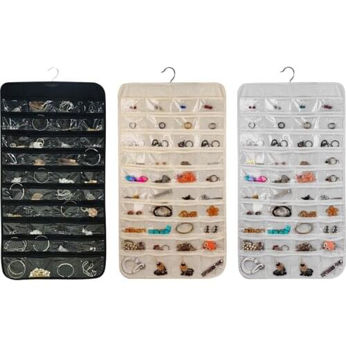 80 Grids Jewellery Hanging Bags Double-sided Small Items Household Storage Bag Foldable for Wardrobe Dressing Room New x
