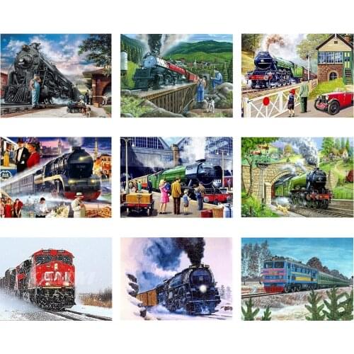 5D Diy Diamond Painting Train Embroidery Landscape Painting Home Decor Cross Stitch Kits Cross-Stitch Home Decoration H871