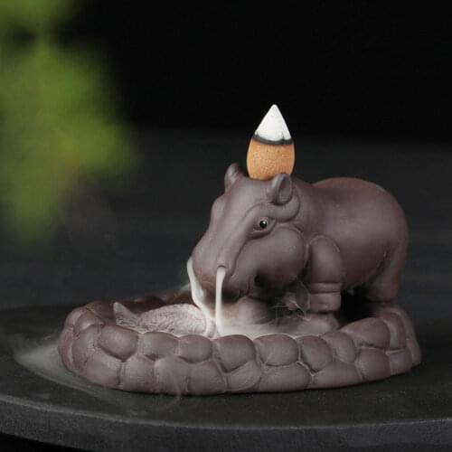 Antique Zen Mountain Waterfall Backflow Incense Burner Purple sand Artistic Micro Landscape Incense Holder Fragrant Cones Censer