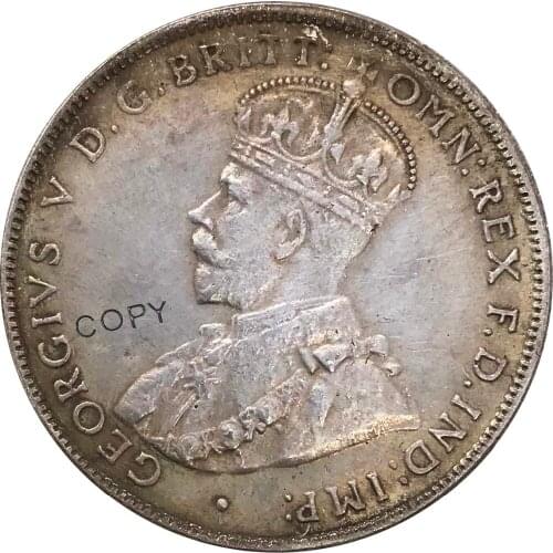 Australia 1 One Florin Two Shillings George V 1911 Advance Crowned Bust Left Cuproickel Plated Silver Copy Coins