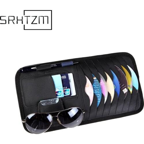 Car Sun Visor CD Holder Storage Bag DVD Card Case License Storages Organizer Sunshade Decoration Bags Pockets