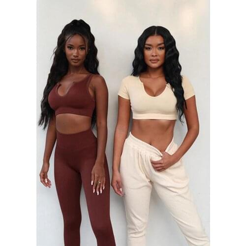 Seamless Yoga Set Women 2pcs Crop Top Bra High Waist Leggings Sportsuit Workout Outfit Sport Gym Wear Clothing